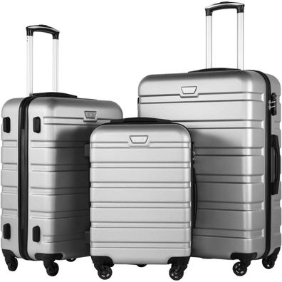 Coolife Hartschalenkoffer Trolley Rollkoffer Reisekoffer Set mit TSA-Schloss, 4