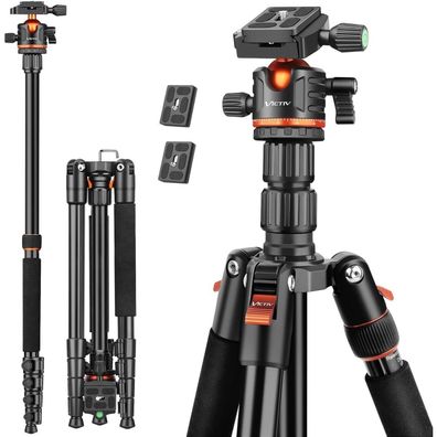 Victiv 198cm Kamera Stativ, 2-in-1 Reisestativ mit 360° Kugelkopf für DSLR