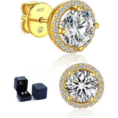 MomentWish Moissanite Ohrringe Gold 585, 0,6 Karat, Rosegold, Diamant