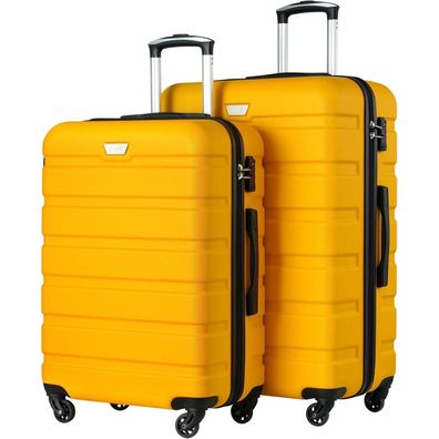 Coolife Premium Hartschalenkoffer Trolley Set 2tlg (M+L) Zitronengelb mit