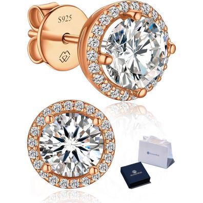 MomentWish Moissanite Ohrringe Rosegold 585 vergoldet, 0,6 Karat, 925 Silber
