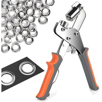 Bibykivn Ösenzange mit 300 Ösen (Ø 6mm) - Profi Ösenstanze aus Kohlenstoffstahl