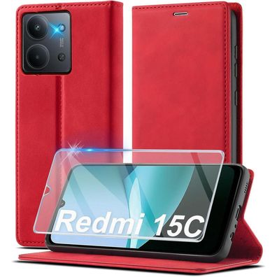 Ailicici Hülle für Xiaomi Redmi 15C 4G/5G mit RFID Blocker in Lederoptik