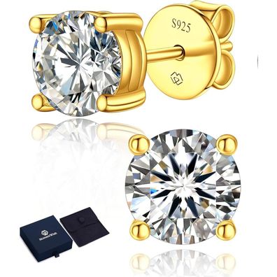 MomentWish Moissanite Ohrringe Gold 585, 0,6 Karat Ohrstecker Rosegold, Echtes
