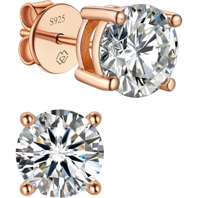 MomentWish Moissanite Ohrstecker Rosegold 585 vergoldet, 0,6 Karat (0.3ct*2)