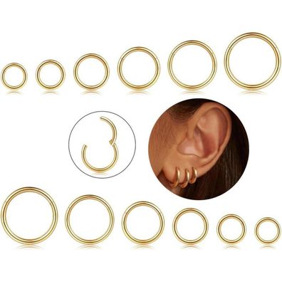 Cassieca 12x 16G Edelstahl Piercing Nasenringe Hoop für Damen Mädchen, Lippe
