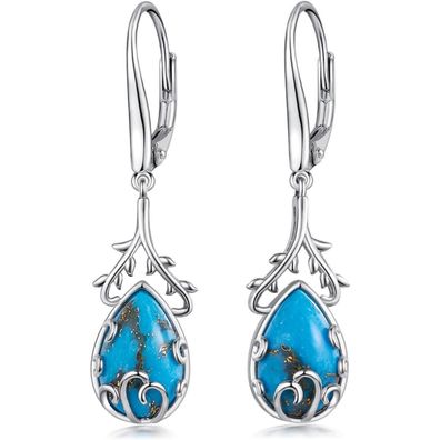 GW Damen Hängende Ohrringe aus 925 Sterling Silber mit Türkis - Elegantes