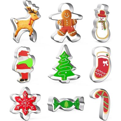 MIUTME Ausstechförmchen Weihnachten 9 Stück Set für Plätzchen, Tortendeko