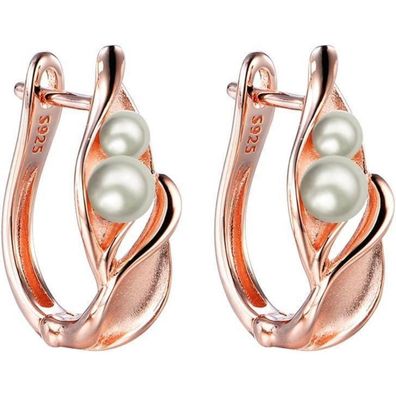 GW Damen Ohrstecker S925 Silber mit Zirkon und Gold-Perlen - Eleganter