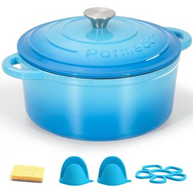 Parmedu Schmortopf aus emailliertem Gusseisen, 5,5 L, Himmelblau, 26cm