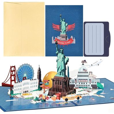 Joyoldelf USA Pop Up Karte 3D - Geschenkkarte für Amerika Reise, Flitterwochen