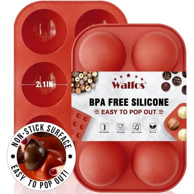 Walfos Halbkugel Silikonform für Bonbons & Schokolade, 2er Pack, 6 Hohlräume
