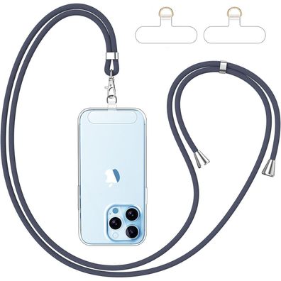 caslord Handyband Universal Lanyard mit 2x Patch, Blau+Transparent, einstellbar