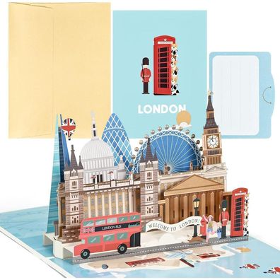 Joyoldelf London Pop Up Karte 3D Reisegutschein Geschenkkarte für England Reise