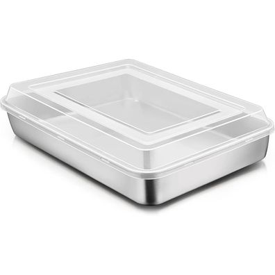 Joyfair Edelstahl Backblech mit Deckel, Rechteckig, 23.8x17.8x5cm, 2 Stück (1