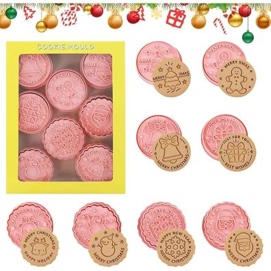 Viilich 8er Set Weihnachtliche Keksausstecher aus Kunststoff für Plätzchen und