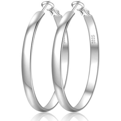 EXGOX Creolen Silber 925 Damen 5mm Breite, 14K Vergoldet, Hypoallergen, 30-70mm