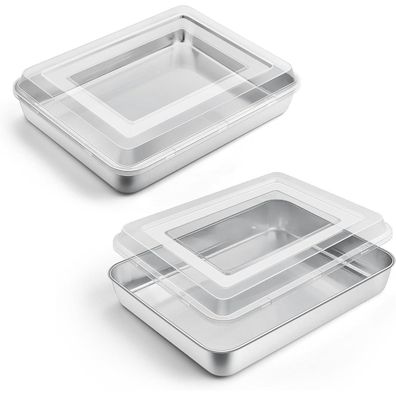 Joyfair Backblech-Set mit Deckel, 4 Stück (2 Bleche + 2 Deckel), 26,5x20,5x5cm