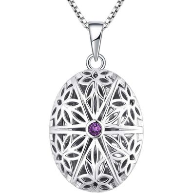 FJ Foto Medaillon Kette Damen 925 Sterling Silber Personalisierte Memory Bilder