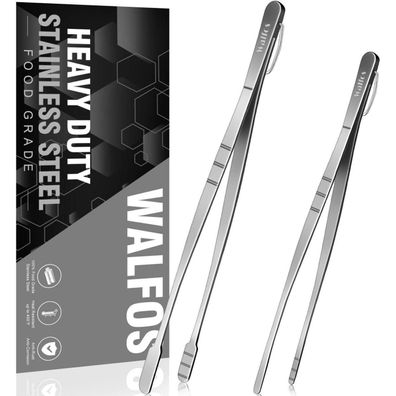 Walfos Grill- und Küchenpinzetten-Set, 2 Stück (25cm & 30cm), Edelstahl