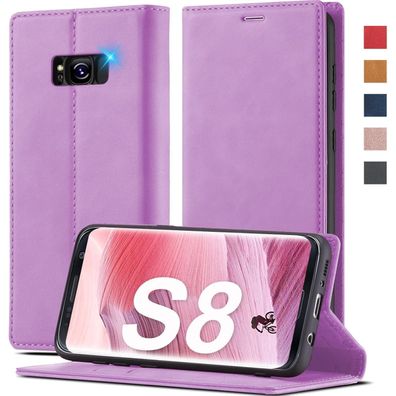 Kiskisy Handyhülle für Samsung Galaxy S8, Premium Klappbar in Lederoptik