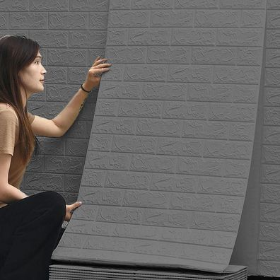 Bibykivn 3D Wandpaneele Selbstklebend 70 cm x 10 M - Steinoptik Ziegel