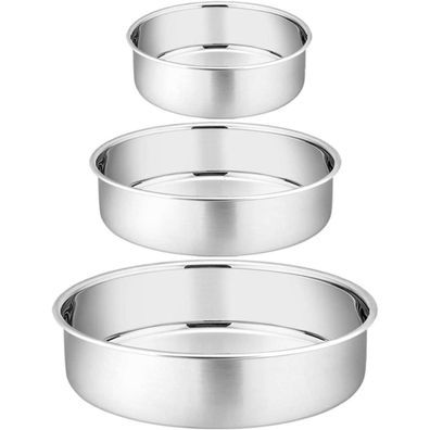Teamfar Backform Rund 3er Set, Edelstahl Kuchenform 10/16/20 cm