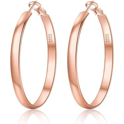 EXGOX Creolen Silber 925 Damen 5mm Breite Groß 14K Vergoldet 30-70mm