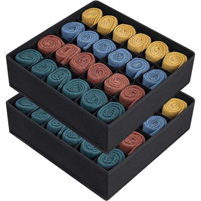 Joyoldelf 2x Aufbewahrungsboxen für Socken und Unterwäsche, 24 Fächer, faltbar