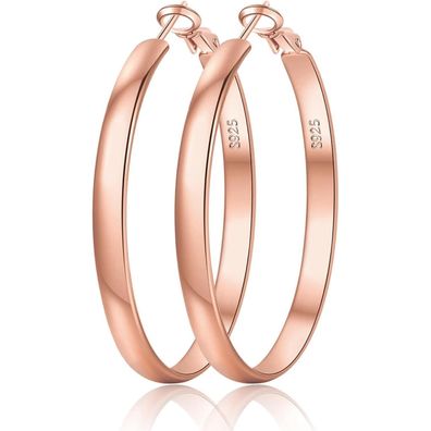 EXGOX Creolen Silber 925 Damen 5mm Breite Groß 14K Vergoldet 30-70mm