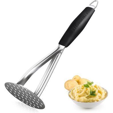 Joyoldelf Kartoffelstampfer Gemüsestampfer aus Edelstahl mit gummiertem Griff