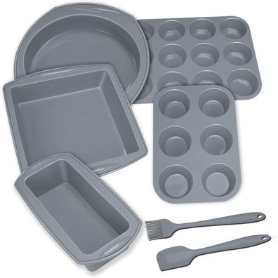 Aschef 12x Antihaft Silikon Backformen Set mit Teigschaber, Backpinsel