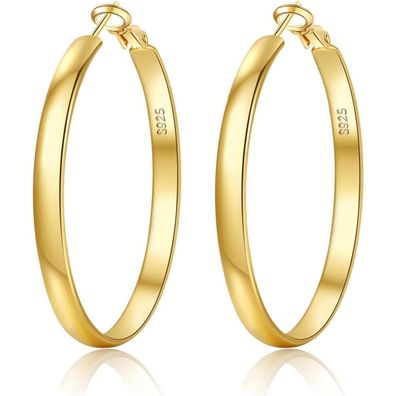 EXGOX Creolen Silber 925 Damen 5mm Breite, 14K Vergoldet, 30-70mm