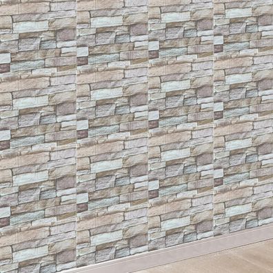 3D Wandpaneele Selbstklebend 70 cm x 5 m - Tapete Steinoptik Ziegel