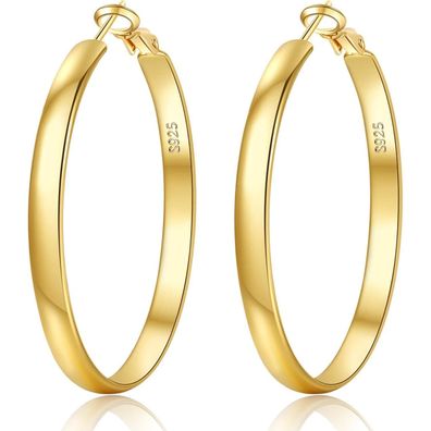 EXGOX Creolen Silber 925 Damen 14K Vergoldet, 5mm Breite, 30-70mm Durchmesser