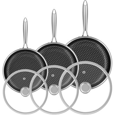 Riovarm Edelstahl Pfannenset Induktion Antihaft Bratpfannen 20cm 26cm 30cm Wok