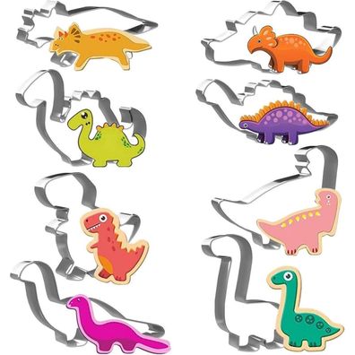 Joyoldelf Dinosaurier Ausstecher Set, 8 Stück Edelstahl Keksausstecher für
