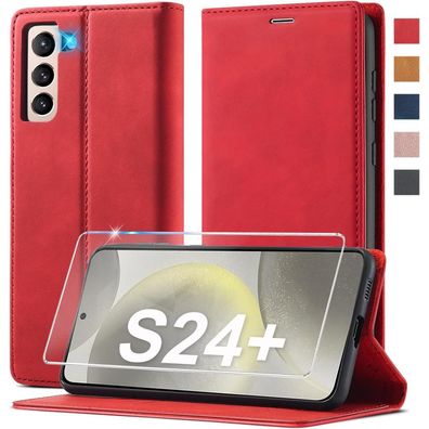 Ailicici Handyhülle für Samsung Galaxy S24 Plus Klappbar Flip Wallet Lederoptik
