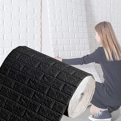 Bibykivn 3D Wandpaneele Selbstklebend 70cm x 10M - Steinoptik Ziegel