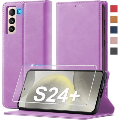 Ailicici Handyhülle für Samsung Galaxy S24 Plus Leder Klappbar Flip Wallet mit