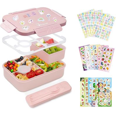 Bugucat Brotdose Kinder 1300ML, Auslaufsicher mit 16 Aufklebern, Bento Box mit