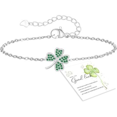 Gemaura Glücksarmband Damen Silber/Gold Kleeblatt Armband Verstellbar, Geschenk