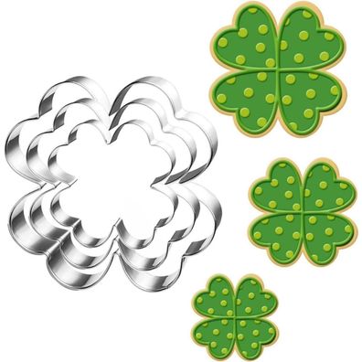 UKoosien Kleeblatt Ausstecher Set - 3 Größen (8,9cm, 6,7cm, 5,2cm) - Edelstahl
