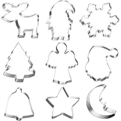 UKoosien Ausstechformen Weihnachten Set - 9 Stück - Wichtel, Engel