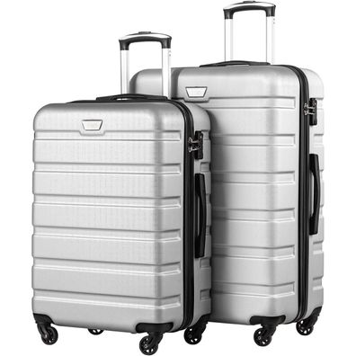 Coolife Premium Kofferset 2-teilig (M+L) Helles Silber - Hartschalenkoffer mit