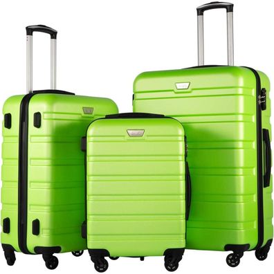 Coolife Hartschalen-Koffer Trolley Rollkoffer Reisekoffer Set (Apfelgrün) mit