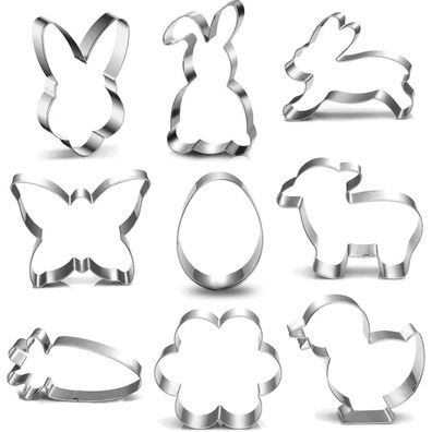 UKoosien Ostern Ausstechform Set - 9 Teile - Hase, Ei, Blume, Schmetterling