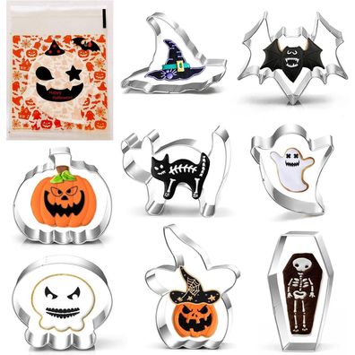 UKoosien Halloween Ausstecher Set 8-teilig für Kinder, Kürbis, Geist