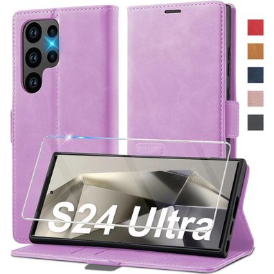 Ailicici Handyhülle für Samsung Galaxy S24 Ultra, Leder Klapphülle mit