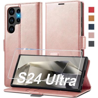 Ailicici Handyhülle Leder für Samsung Galaxy S24 Ultra 5G, Klappbar Flip Wallet